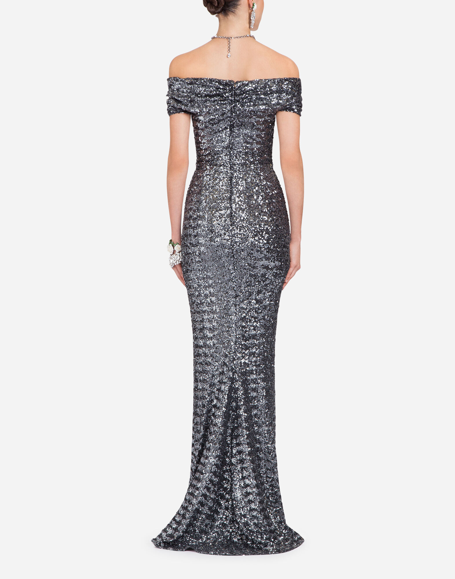 ワンピース Dolce & Gabbana LONG GOWN SILVER SEQUIN (F6TKJTHLM4U S0998) Dolce & Gabbana sequin-embellished Maxi Dress | Silver