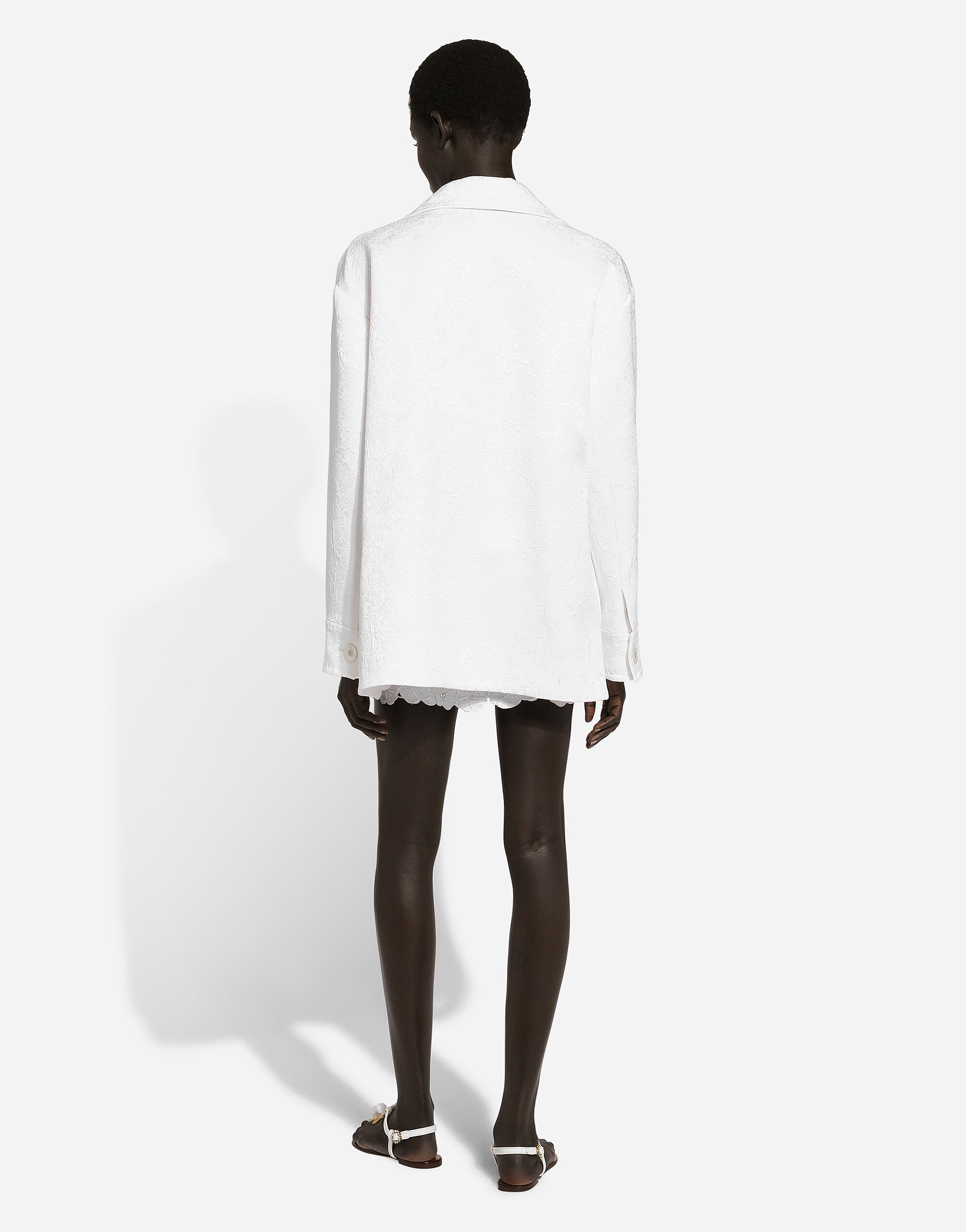 Dolce & Gabbana フラワー ミニスカート ホワイト Cotton minidress with floral openwork embroidery in White