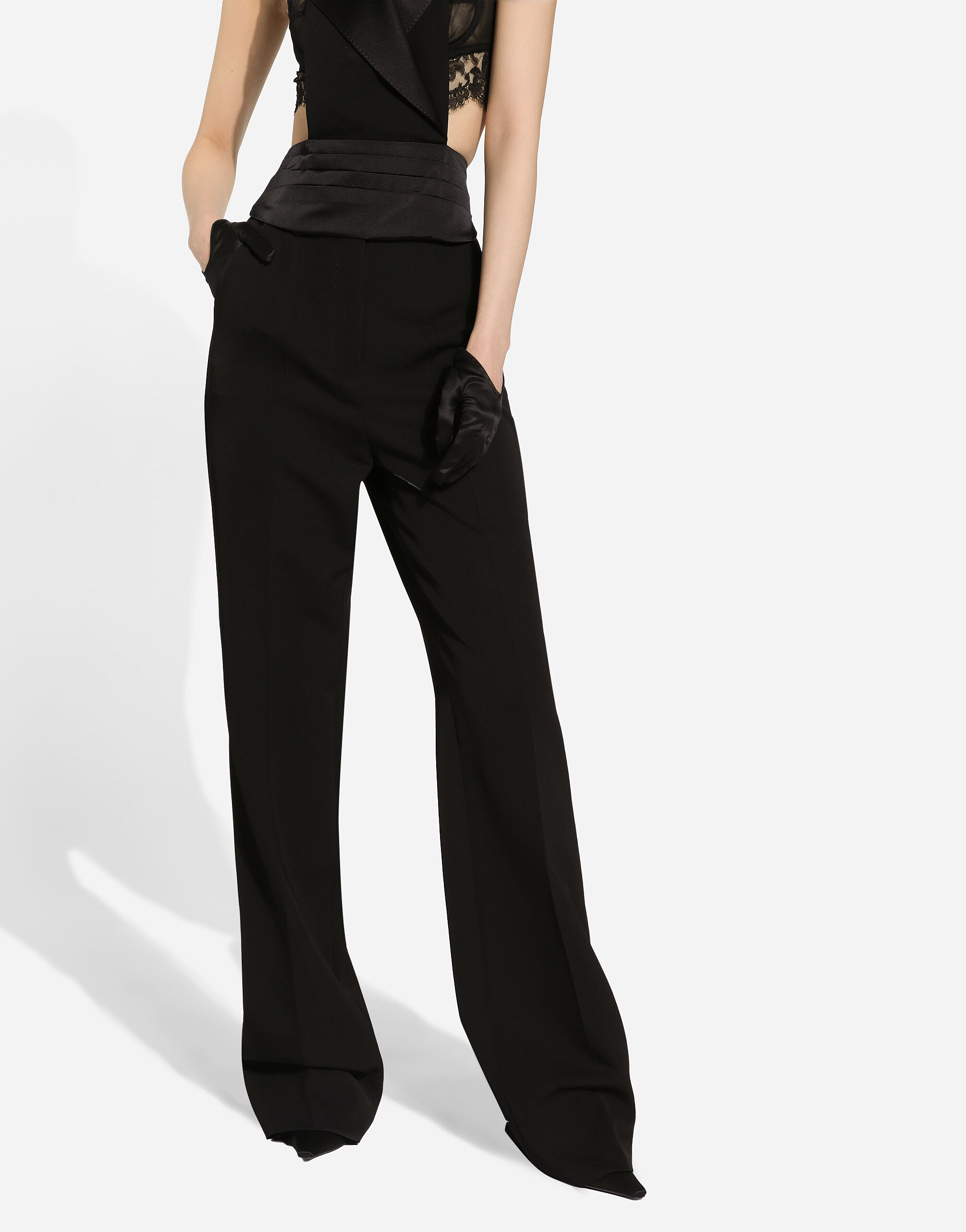 大流行中！ gabardine Wool tuxedo Women for Black in pants 靴