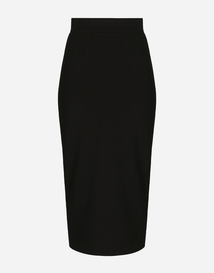 Dolce&Gabbana Technical jersey calf-length skirt Black F4CPNTFUGKF