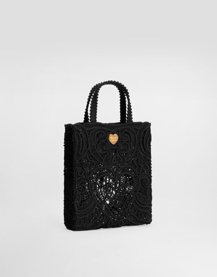 Dolce&Gabbana Shopper pequeño con bordado cordonetto Negro BB6926AW717