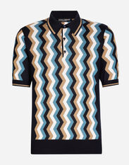 Dolce&Gabbana Short-sleeved polo-shirt with zig-zag inlay Multicolor G038TTFJPAF