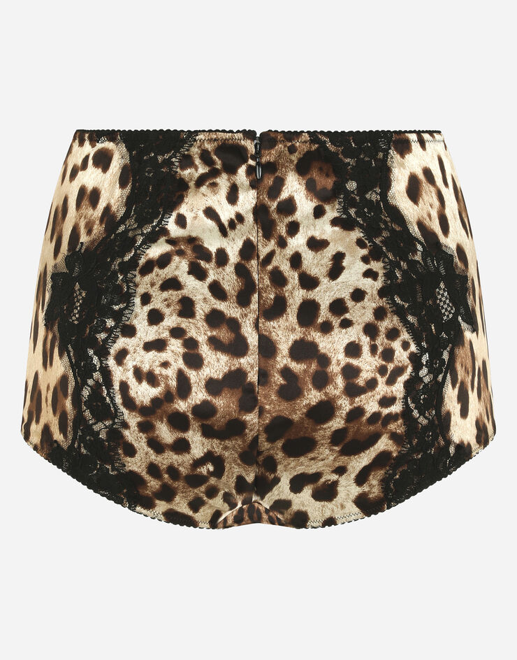 Dolce & Gabbana Leopard-print satin high-waisted panties with lace detailing ANIMAL PRINT O2A09TFSAXY