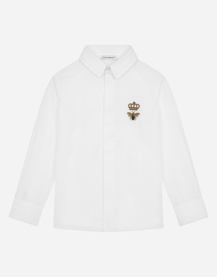 Dolce & Gabbana Poplin shirt with bee embellishment White L43S14G7YFM