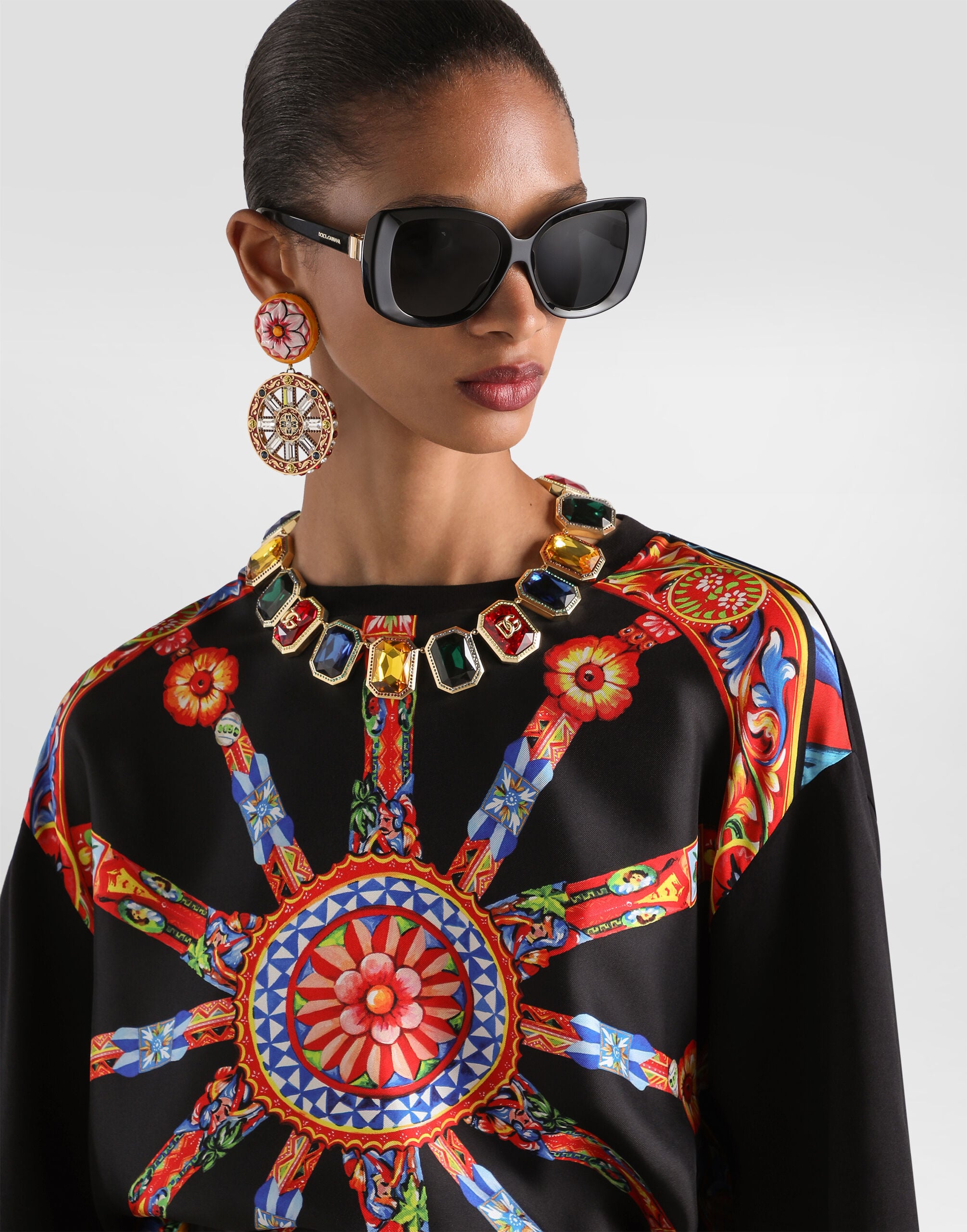 Carretto-print jersey t-shirt in Multicolor for Women