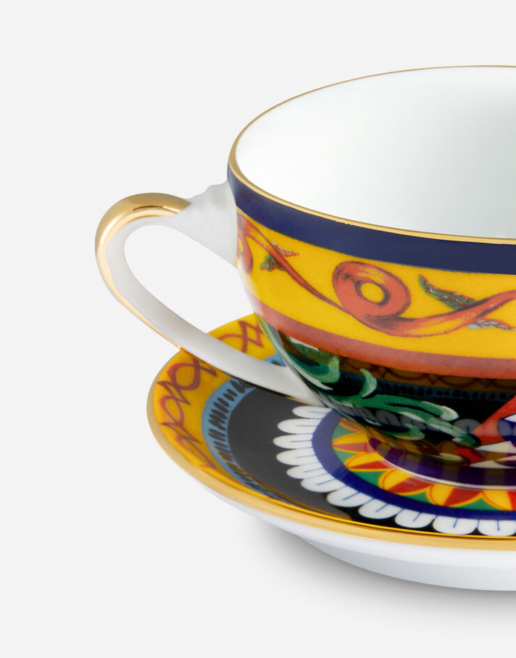 Dolce & Gabbana Teetasse mit Untertasse aus Porzellan Mehrfarbig TC0102TCA17