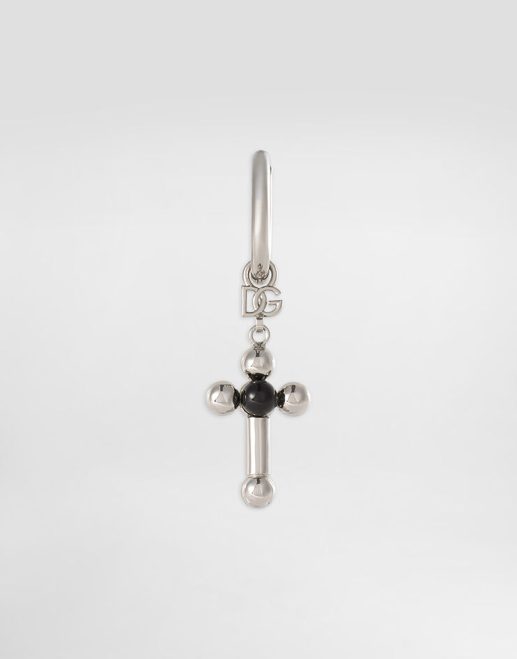 Dolce & Gabbana Creole single earring with pin and cross Silver WER5M4W1111