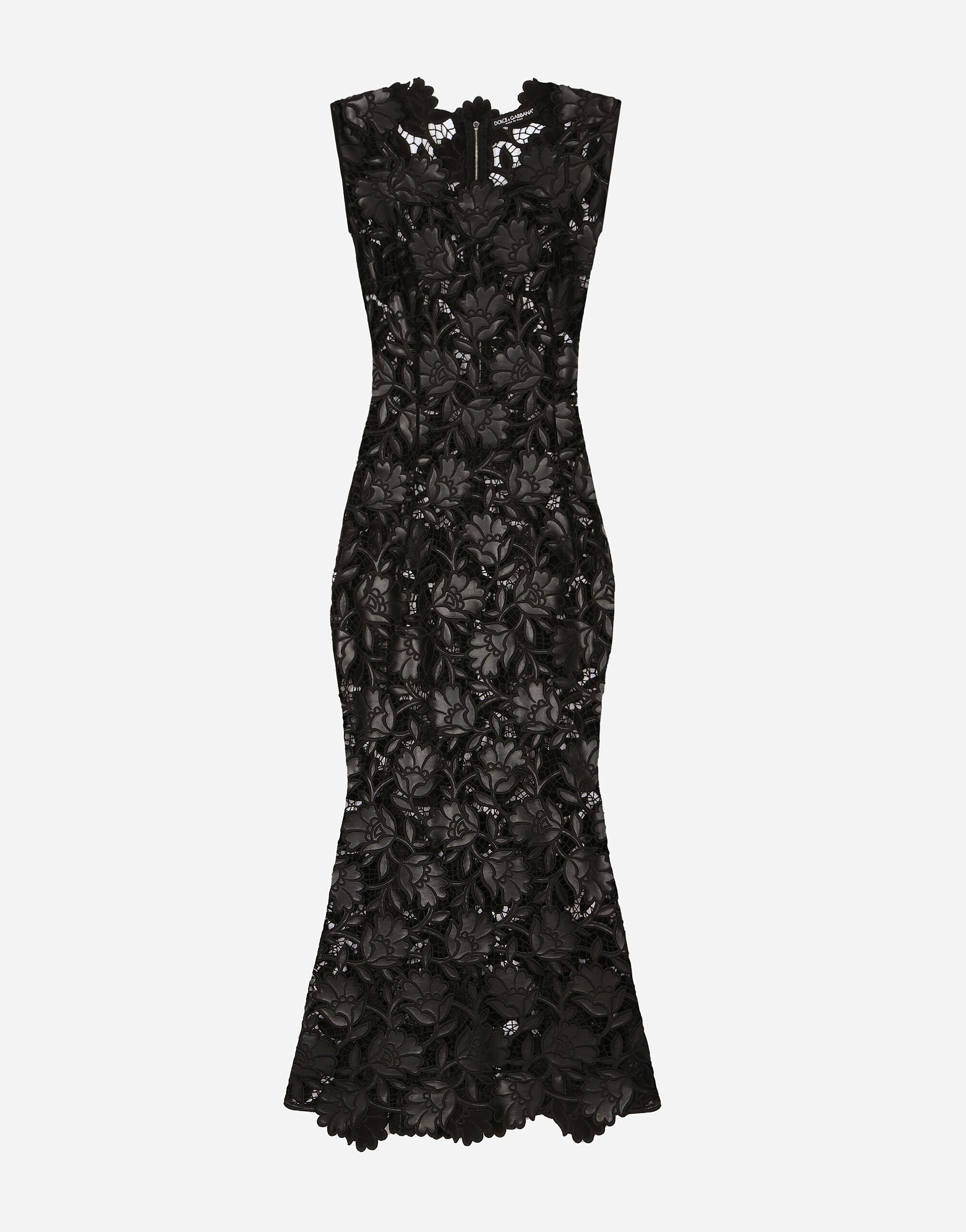 Dolce & Gabbana 인조 퍼 마크라메 미드카프 드레스 레드 F772CTHLMU0