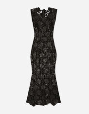 Dolce&Gabbana Faux leather macramé calf-length dress Black F4CLKTFU8BM