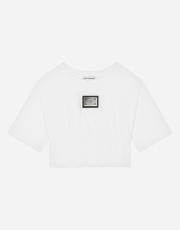 Dolce & Gabbana Jersey T-shirt with corset details Print L5JTMEG7K4F