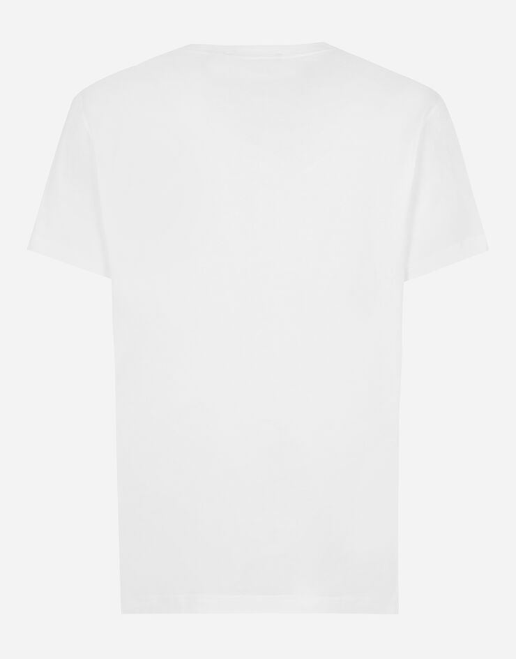 Dolce & Gabbana T-shirt manica corta con ricamo DG Bianco G8RN8ZG7M8X