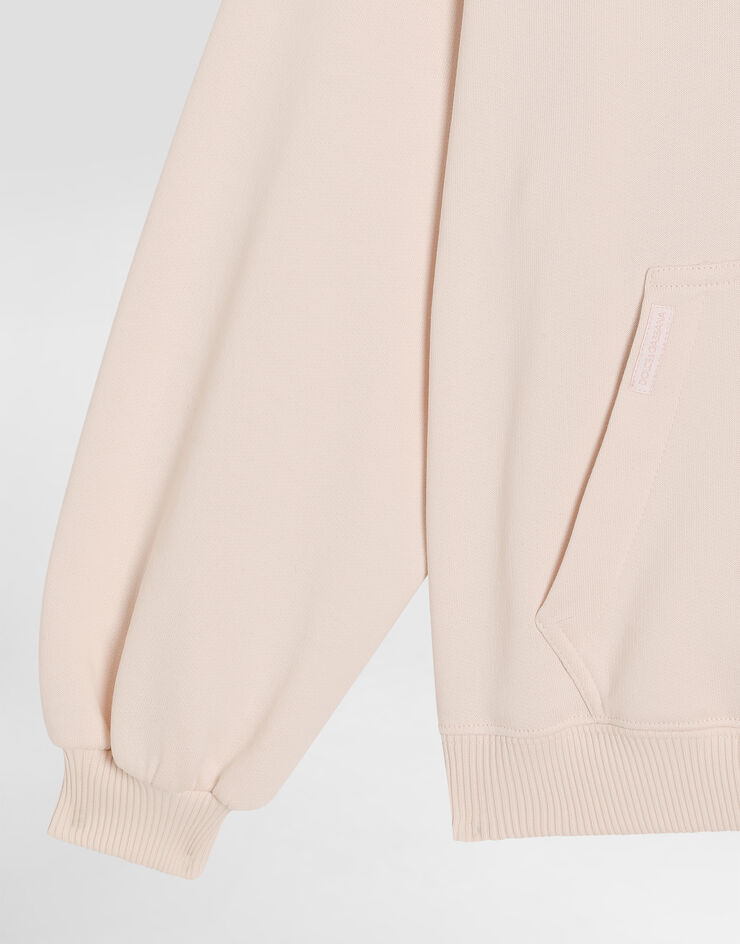 Dolce & Gabbana Fleece hoodie with DG sequin patch Pink L5JWCHG7PKQ