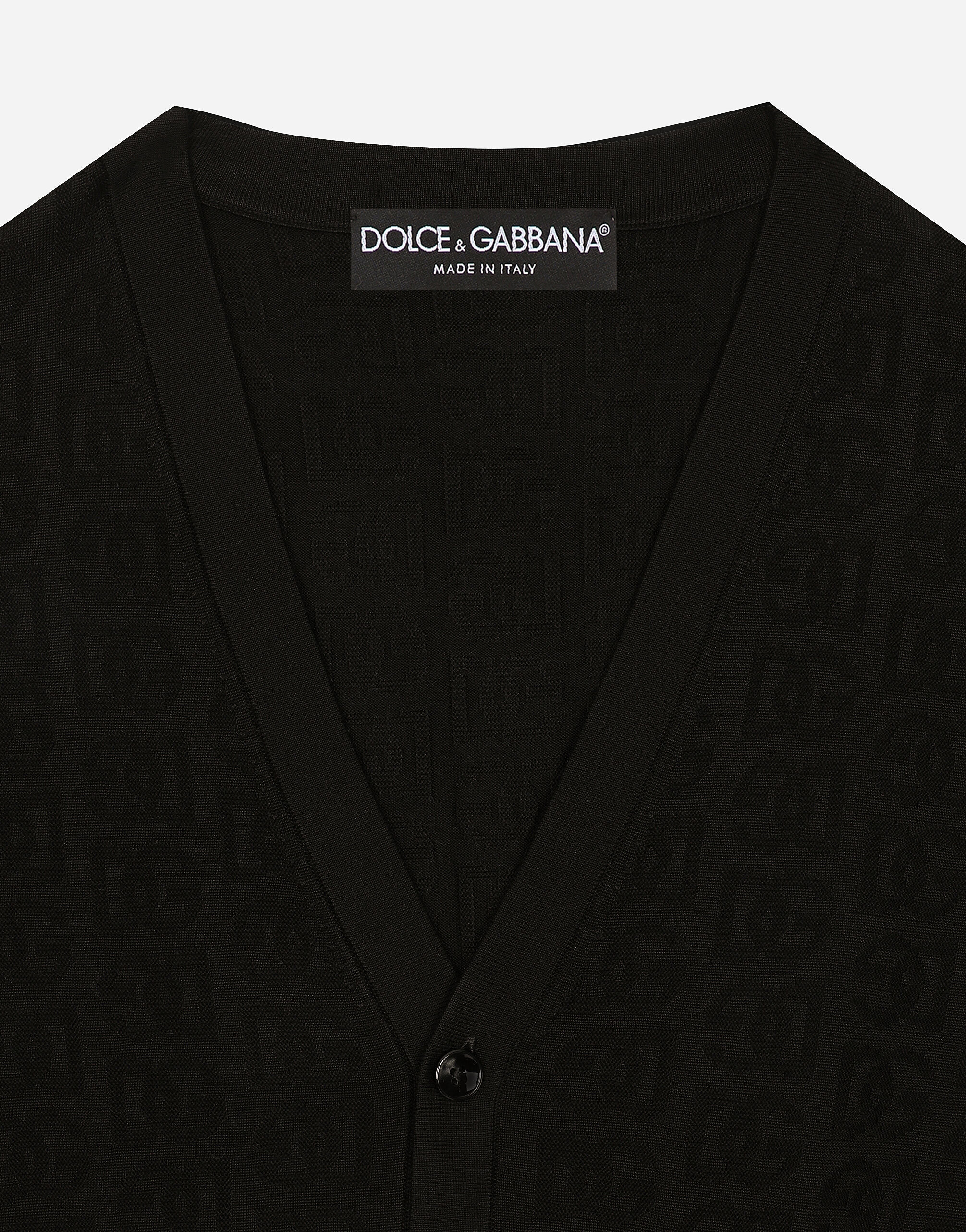 Silk cardigan with DG logo in Black for Men | Dolce&Gabbana®