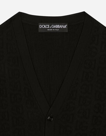 Dolce & Gabbana DG 로고 실크 카디건 블랙 GXV01TJBSKE