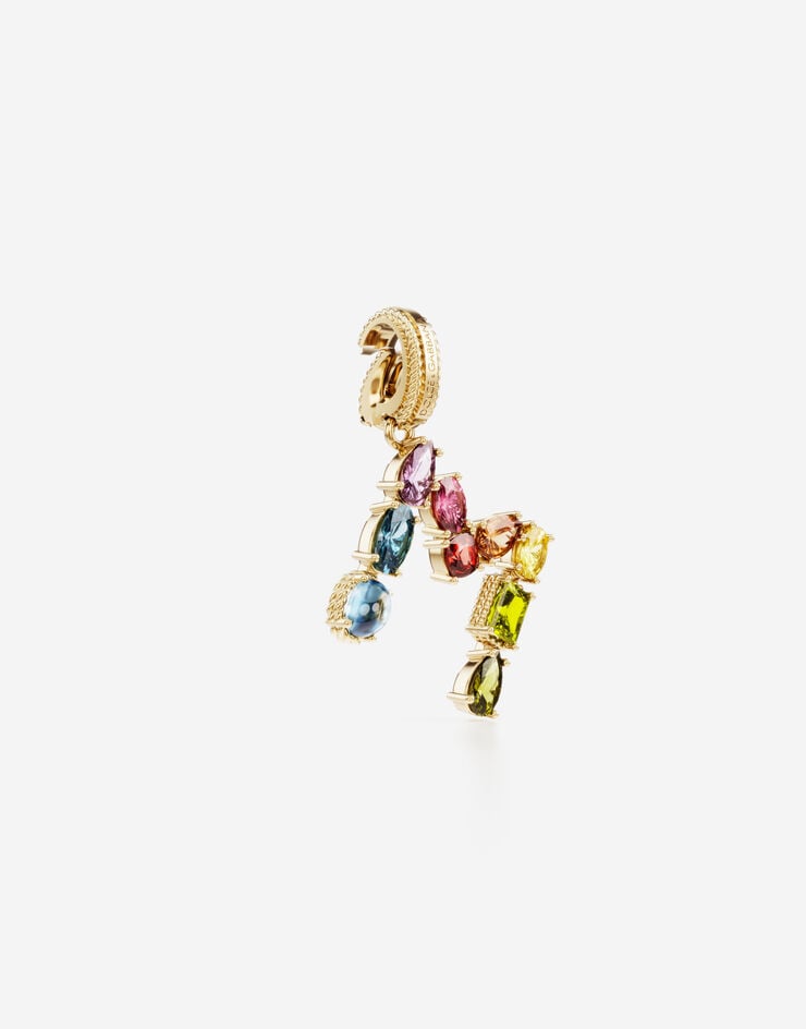 Dolce & Gabbana Подвеска в форме буквы M Rainbow alphabet из желтого золота 18 карат с разноцветными камнями ЗОЛОТОЙ WANR2GWMIXM