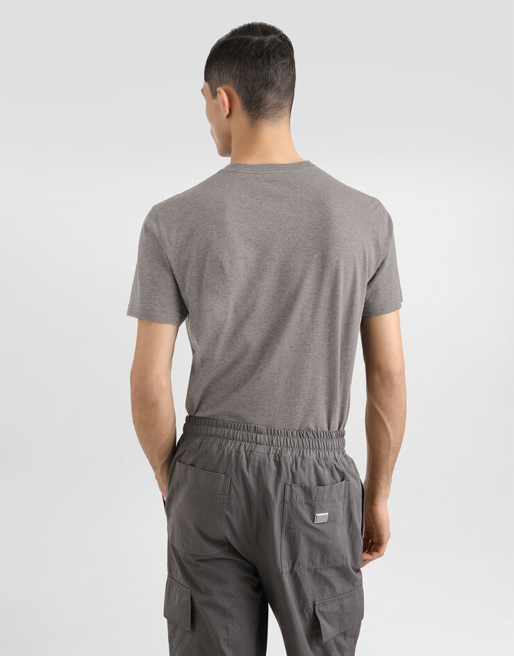 Dolce & Gabbana Camiseta de algodón con placa Gris G8RN8TG7N7A