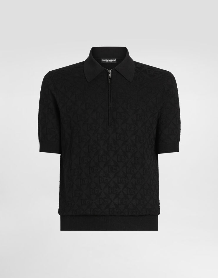 Dolce & Gabbana Polo in seta rasata con logo Nero GXZ79TJBSM4