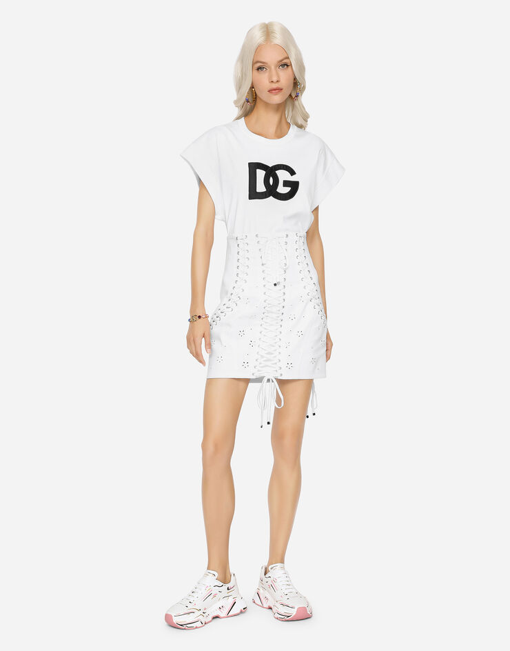 Dolce & Gabbana Interlock T-shirt with satin DG patch White F8Q31ZHU7H8