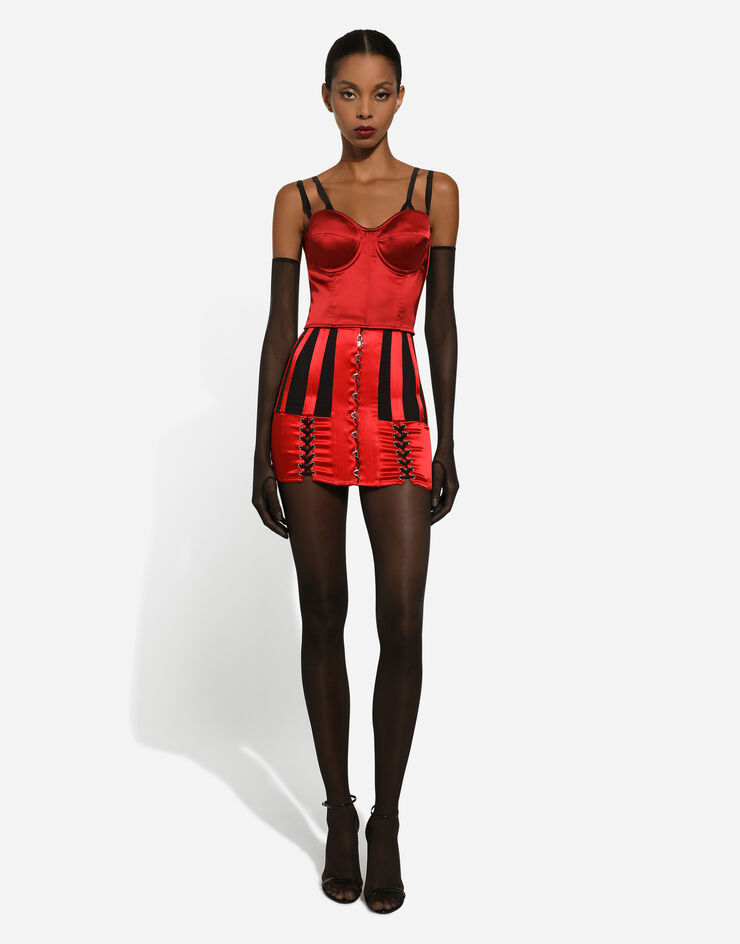 Dolce&Gabbana Top bustier in raso Rosso F79BUTFURHM