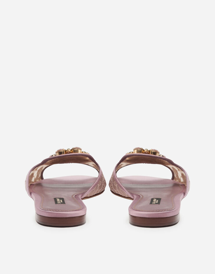 Dolce & Gabbana 브로치 디테일 레이스 레인보 슬라이더 샌들 페일 핑크 CQ0023AL198
