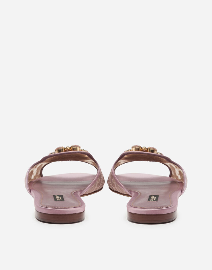 Dolce & Gabbana Lace rainbow sliders with brooch detailing Blush CQ0023AL198