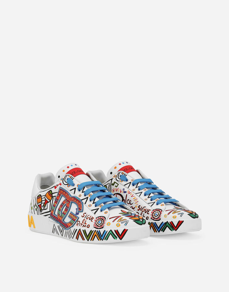 Dolce & Gabbana Sneaker Portofino in pelle di vitello dipinta Multicolore CS1772AS435