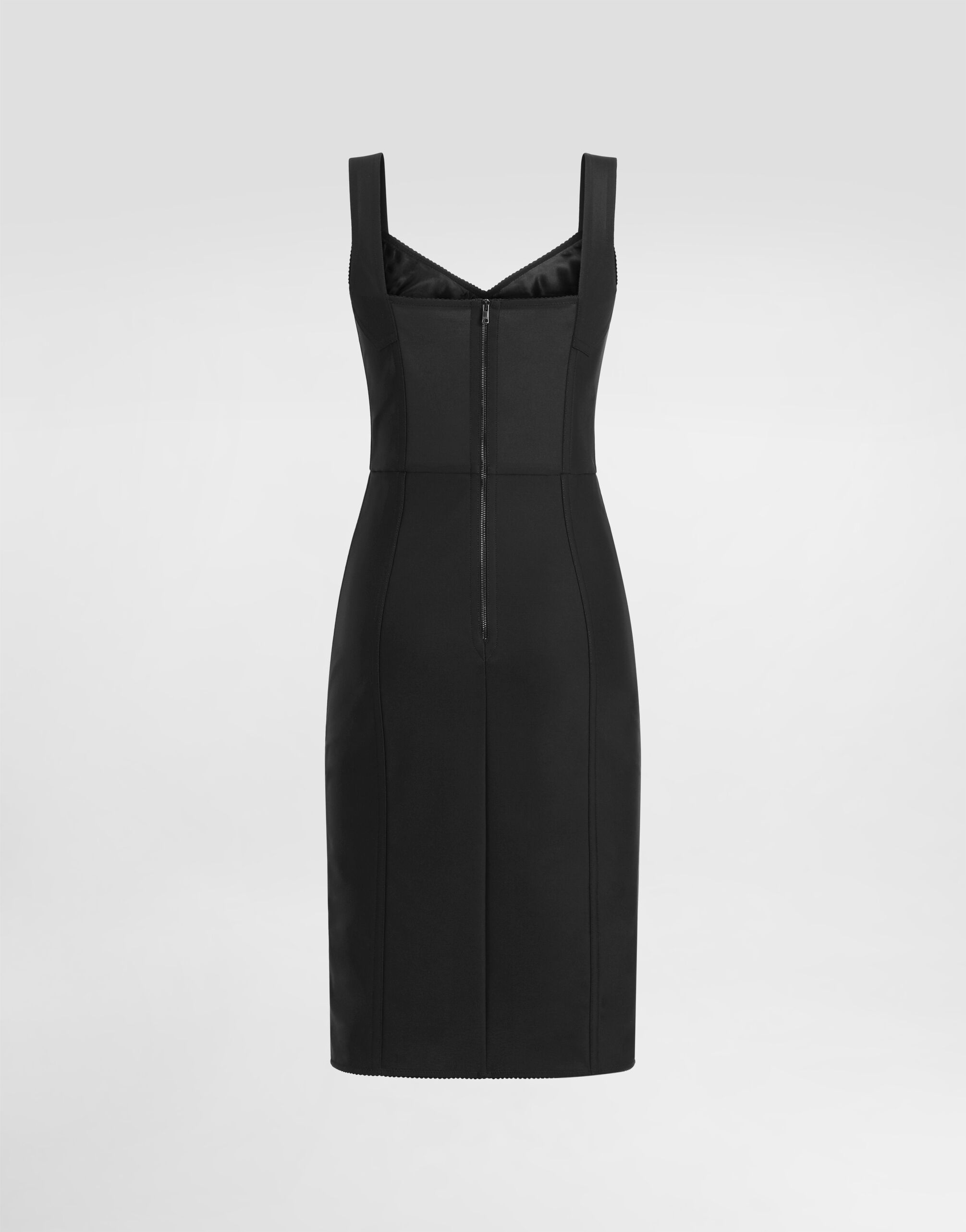 Sheath dress in elastic fabric and lace - thumbnail 2