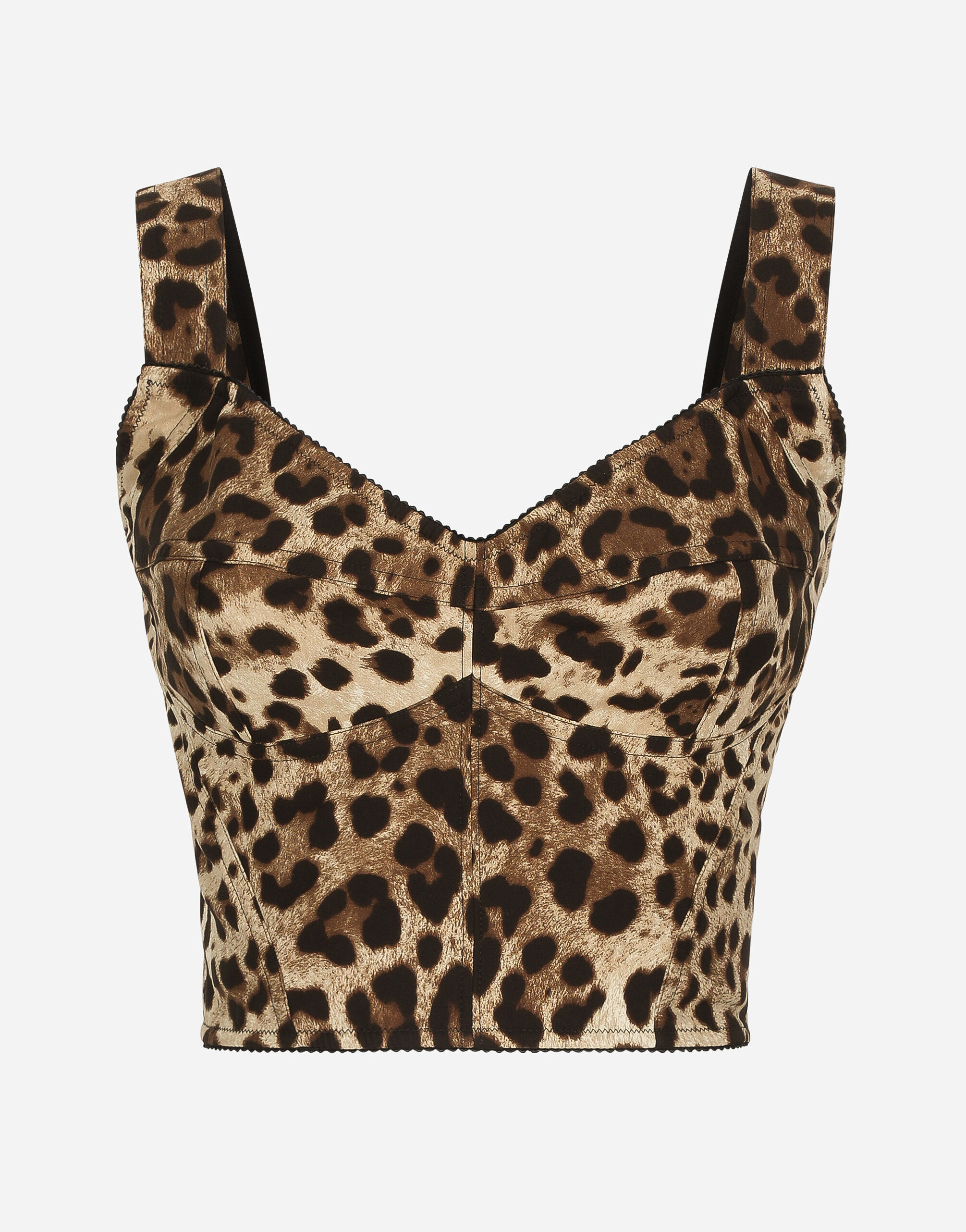 Dolce & Gabbana Bustier in charmeuse stampa leopardo Nero BB6003A1001