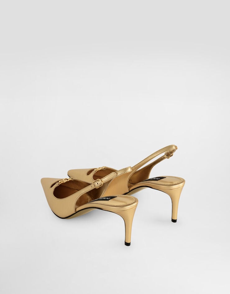 Dolce & Gabbana Burnished nappa leather slingback Gold CG0796C7343