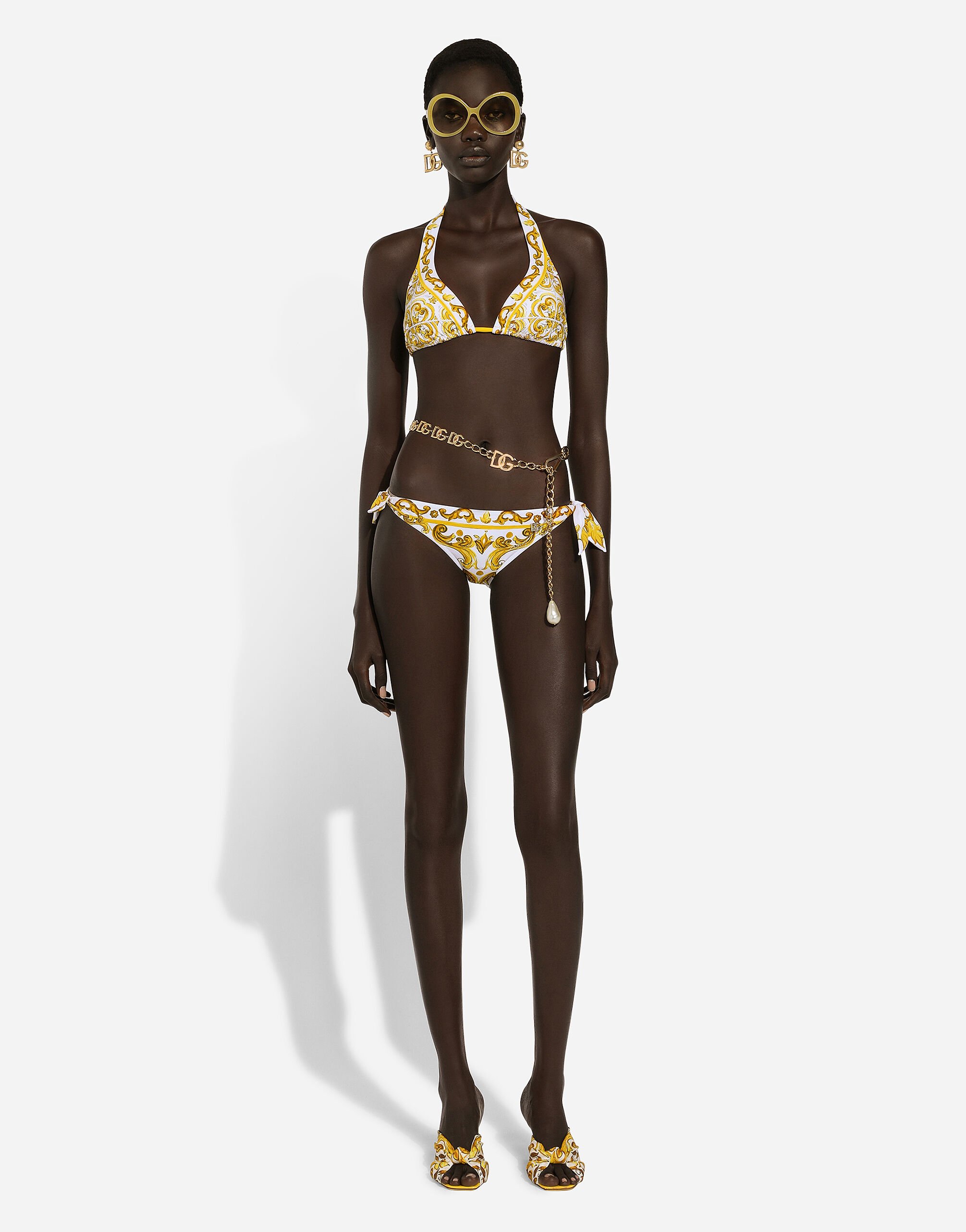 Majolica-print padded triangle bikini in Print for Women | Dolce&Gabbana® US
