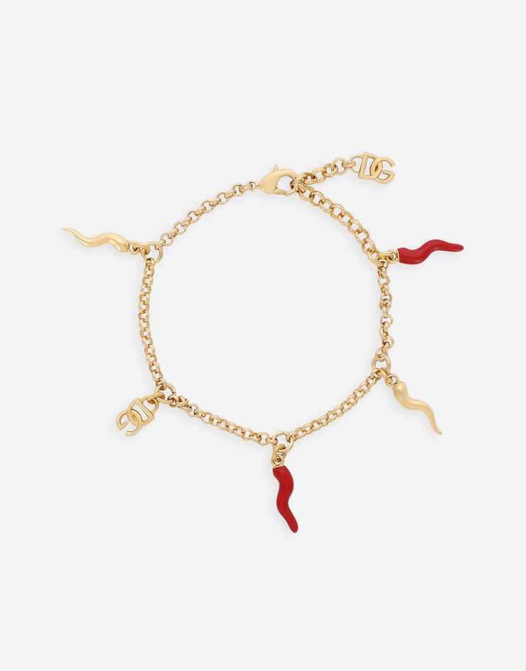 Dolce & Gabbana Bracelet with DG logo and multiple horn charms Gold WBQ6C2W1111