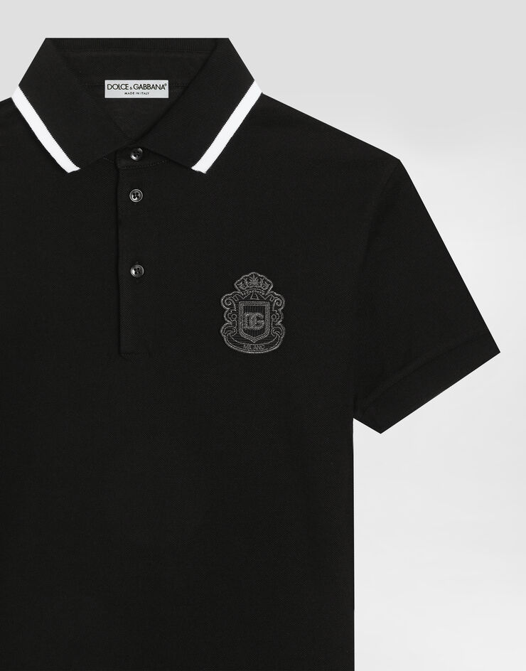 Dolce & Gabbana قميص بولو بيكيه برقعة DG هيرالديك Black L4JT8VG7P1Q