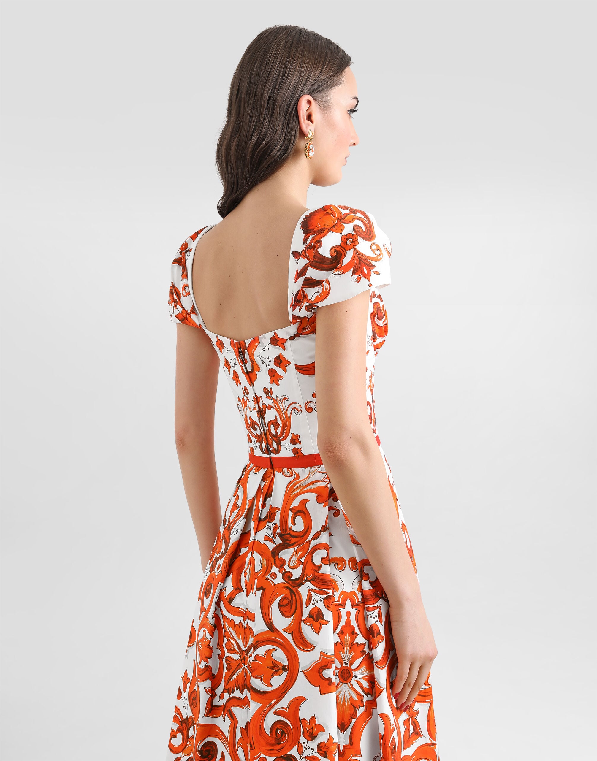 Majolica-print poplin dress in Multicolor for Women