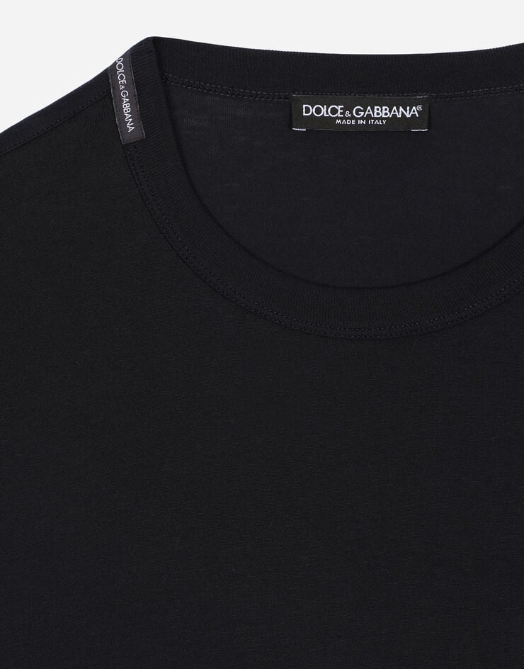 Dolce & Gabbana T-shirt cotone con logo Blu G8JX7TFU7EQ