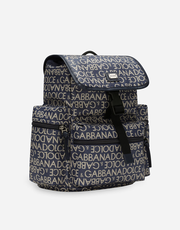 Dolce & Gabbana Coated jacquard backpack Blue EM0100AJ705
