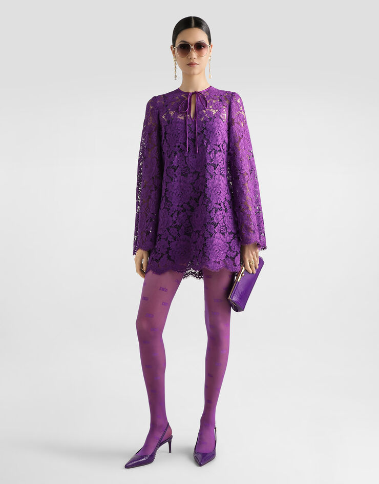 Dolce & Gabbana Cordonetto lace short dress Purple F6DJOTHLM7L