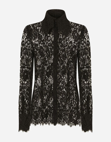 Dolce & Gabbana قميص دانتيل أسود F4CT6THLMLQ