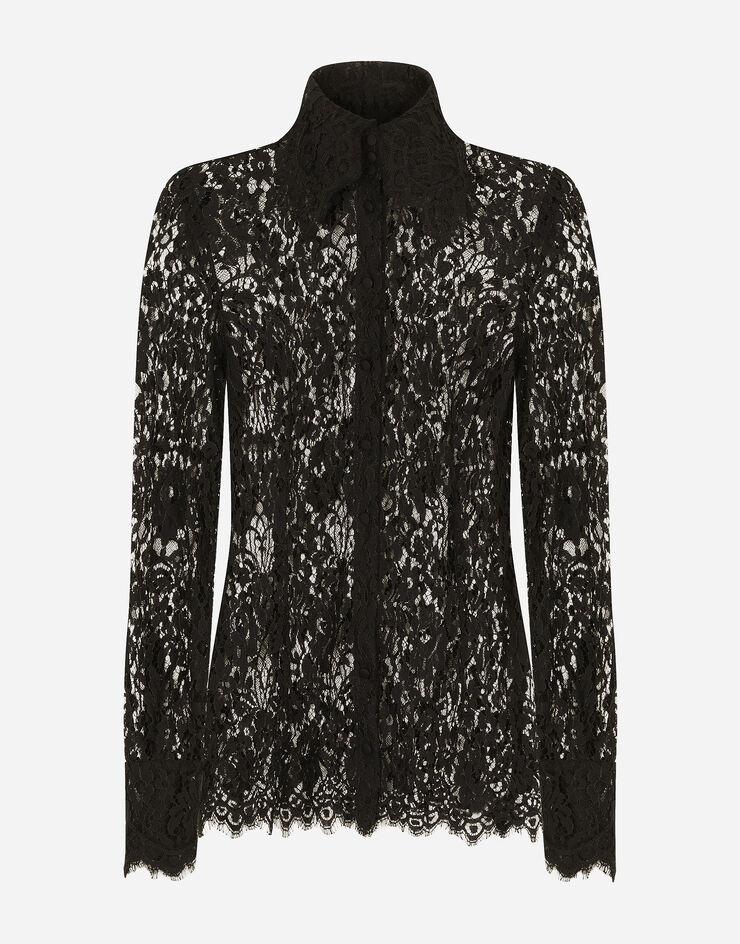 Dolce & Gabbana قميص دانتيل أسود F5P70TFLSFV