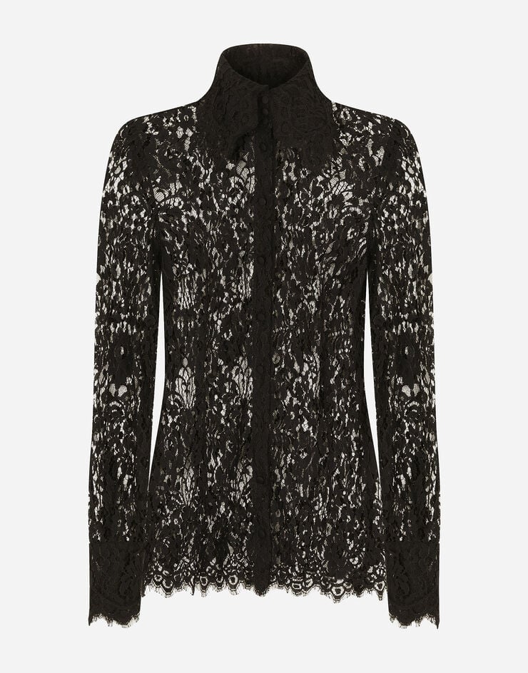 Dolce & Gabbana Camisa de encaje Negro F5P70TFLSFV