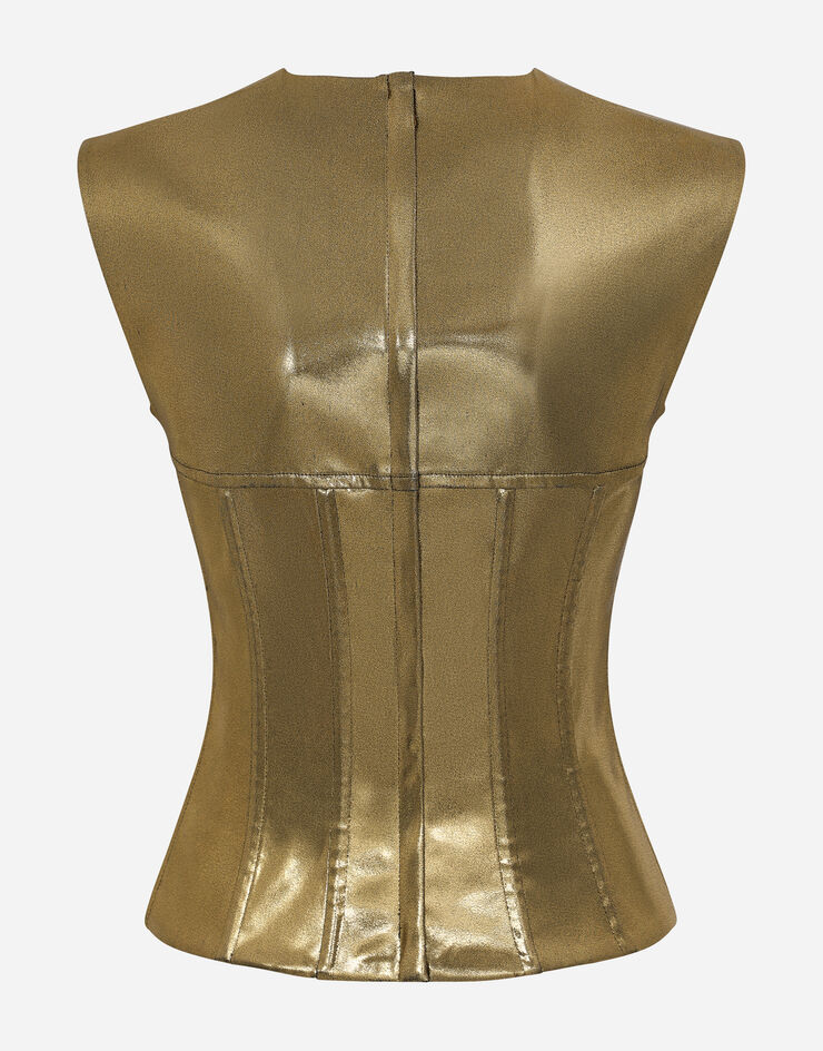 Dolce&Gabbana Top corto tipo corsé de raso revestido Doré F79BSTFURMT