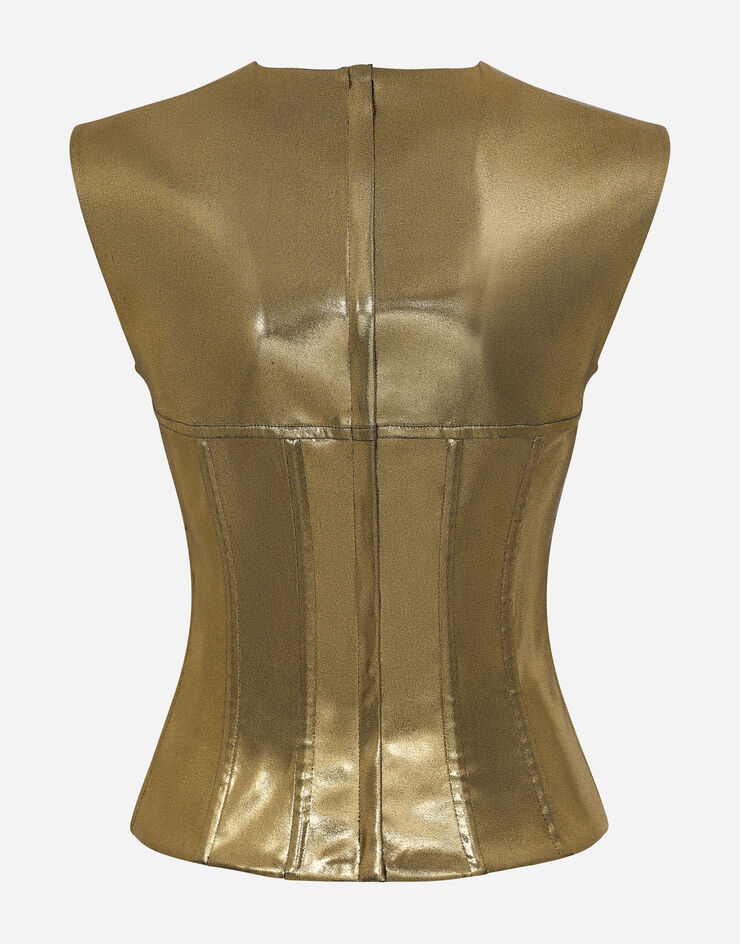 Dolce&Gabbana Short foiled satin corset top Gold F79BSTFURMT