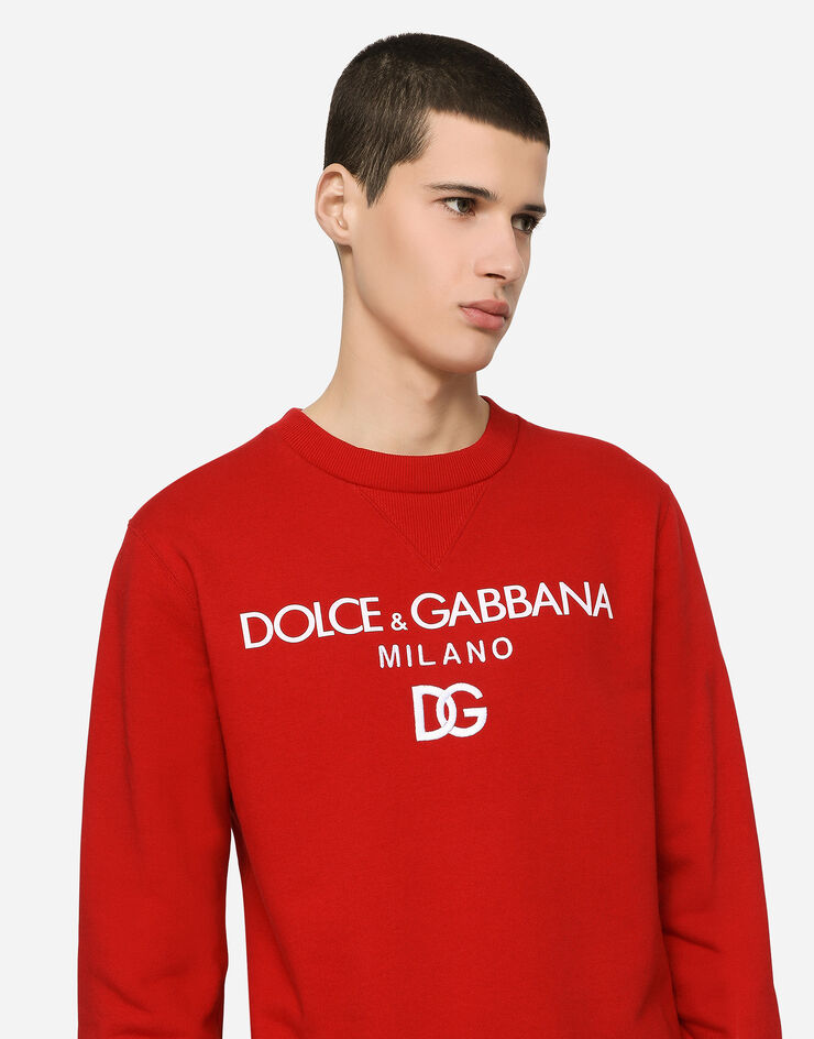 Sweat shirt en jersey a broderie DG en Rouge pour homme Dolce Gabbana