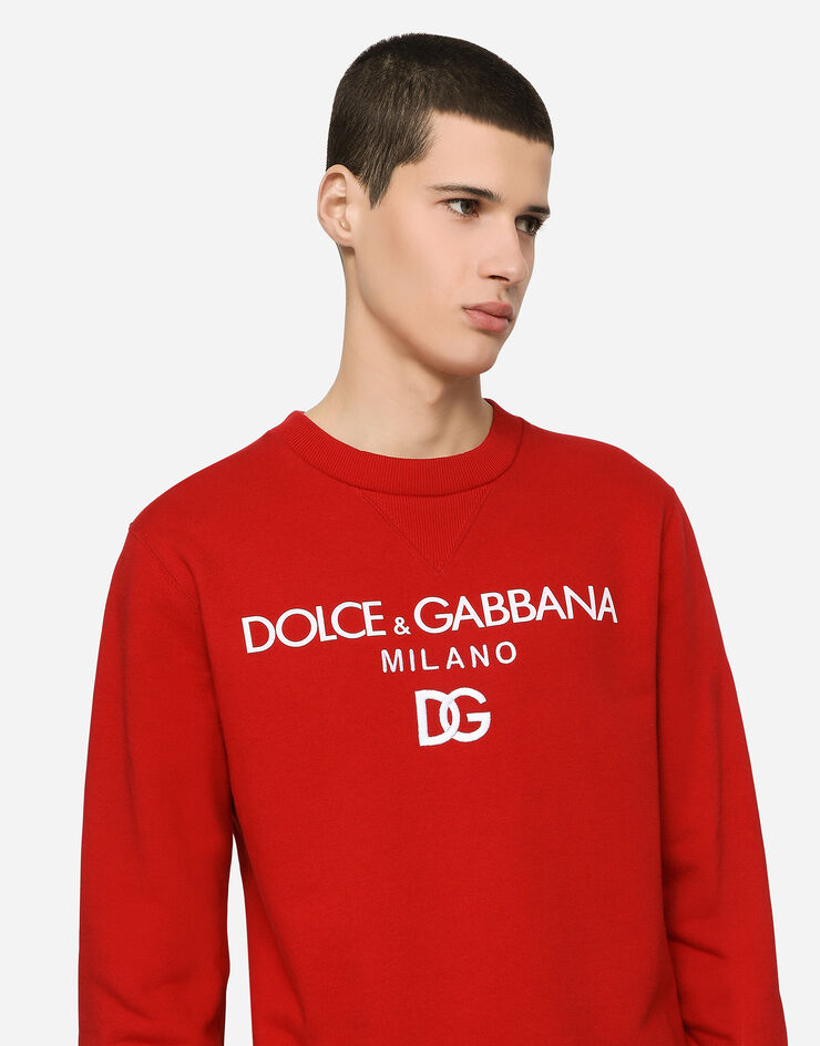 Dolce & Gabbana DG 자수 저지 스웨트셔츠 레드 G9WI3ZFU7DU