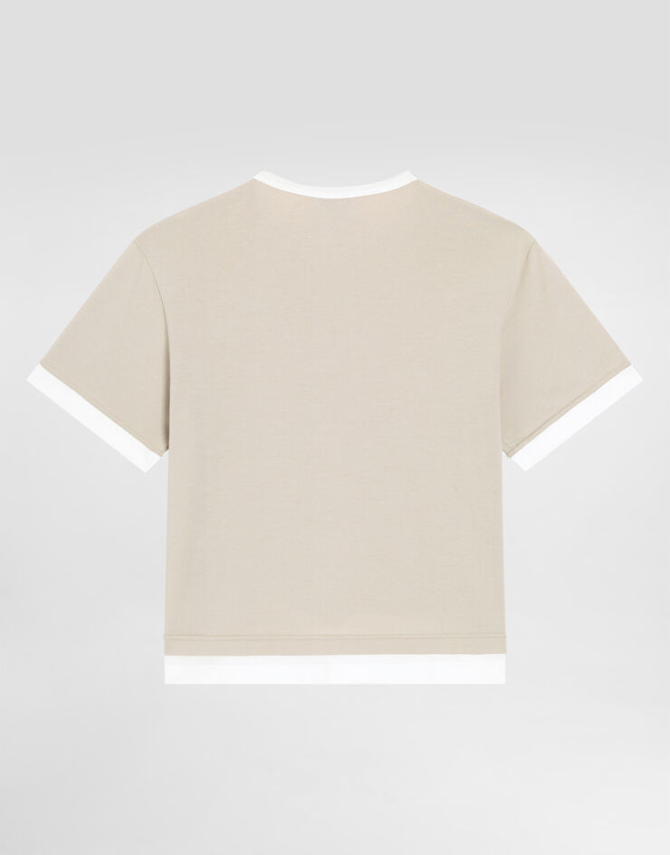 Dolce & Gabbana Jersey t-shirt with embroidered DG appliqué Beige L4JTJNG7PRI