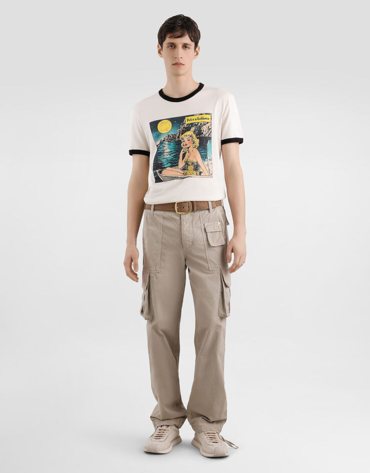 Dolce & Gabbana Cotton t-shirt with print Cream G8PV1TG7PHF