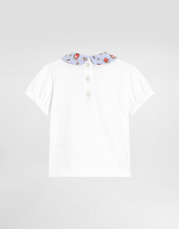Dolce & Gabbana Jersey t-shirt with printed collar and patch White L2JTQEG7PVO