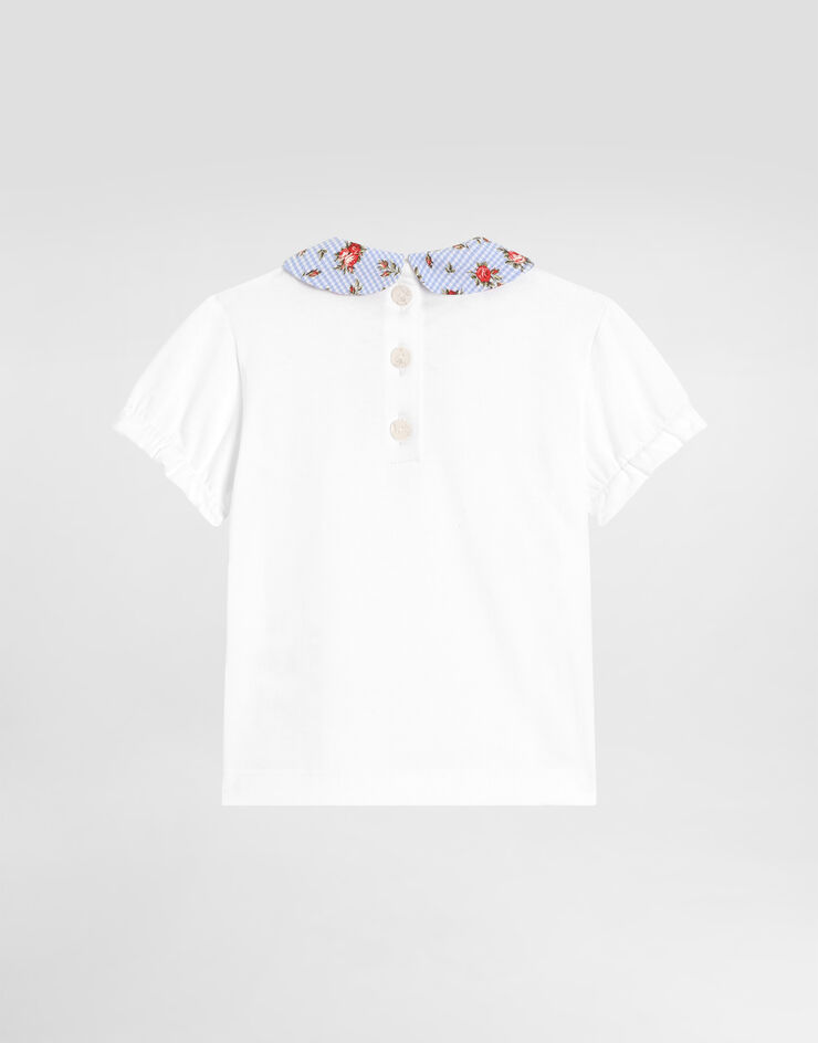 Dolce & Gabbana Jersey t-shirt with printed collar and patch White L2JTQEG7PVO