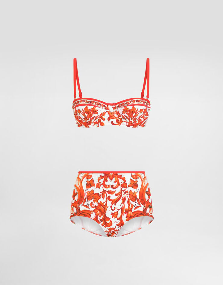 Dolce & Gabbana Bikini mit Majolika-Print Multicolor O8A27JONO19
