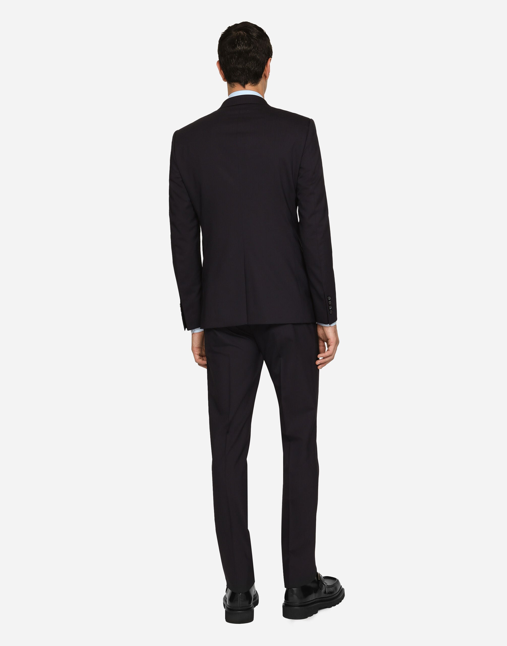 Double-breasted stretch wool Martini-fit suit in Blue for Men