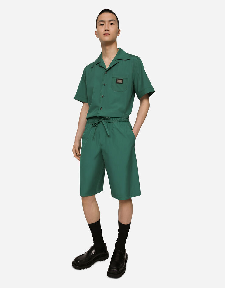 Dolce & Gabbana Cotton jogging shorts with logo tag Multicolor GV37ATGF855